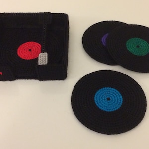 Plastic Canvas Pattern Retro Record Coasters Needlepoint Instructions ...