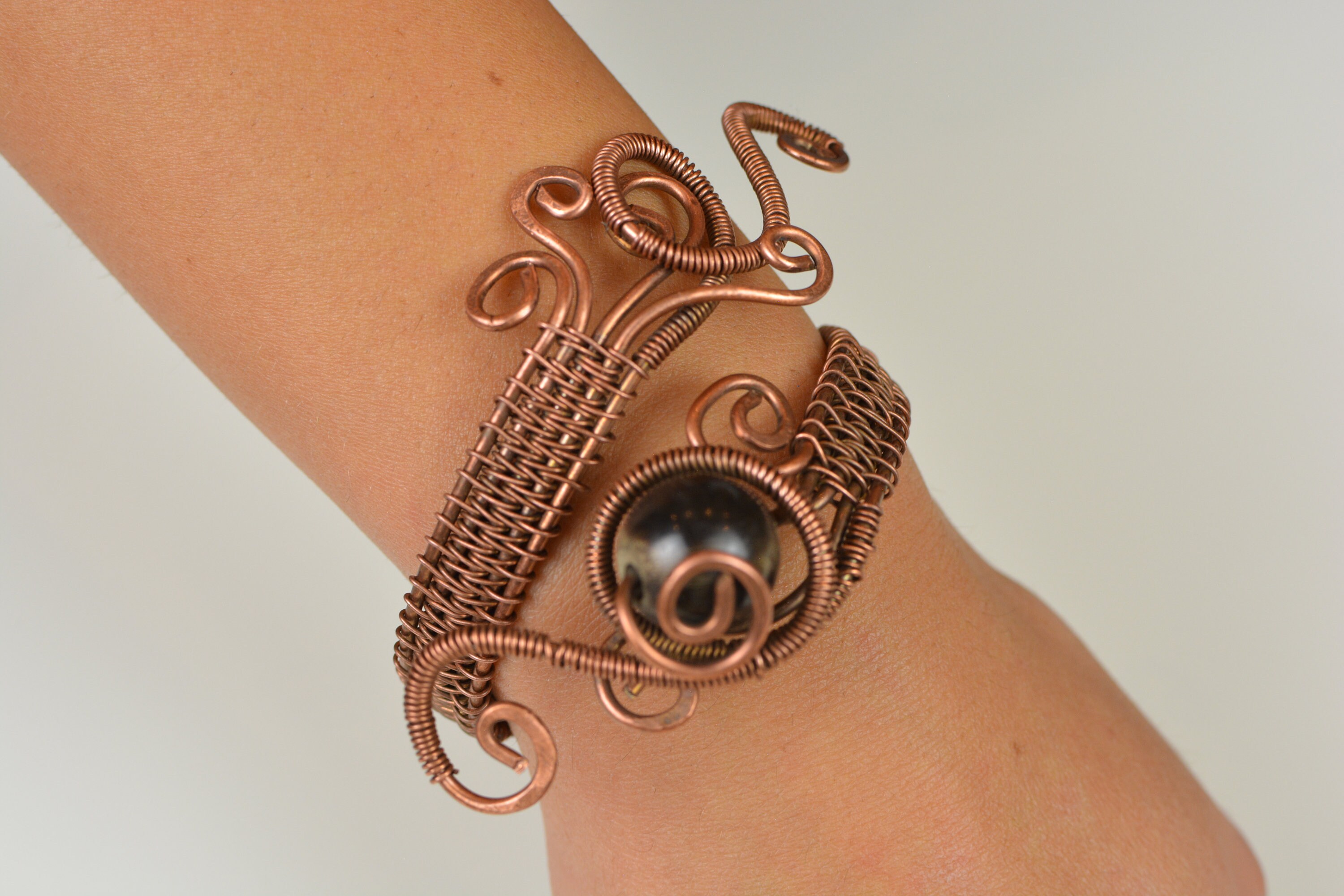 Copper bracelet Wire wrapped bracelet Pure copper armband Etsy
