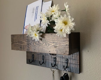 Rustic Entryway Mail and Key Shelf