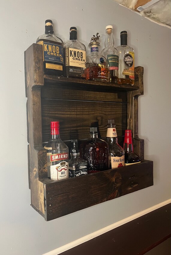 Rustic liquor shelf cheap
