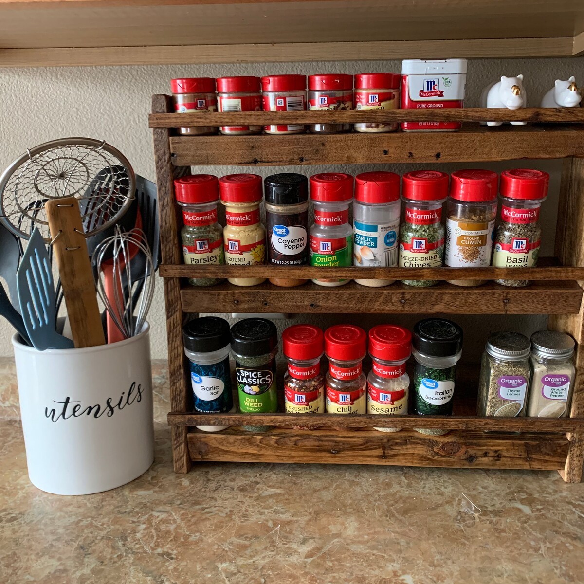 Rustic Reclaimed Wood Spice Rack - Etsy- (American Chestnut)