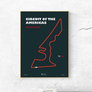 Circuit of the Americas Race Track Map F1 Poster Minimalist Glow Effect ...