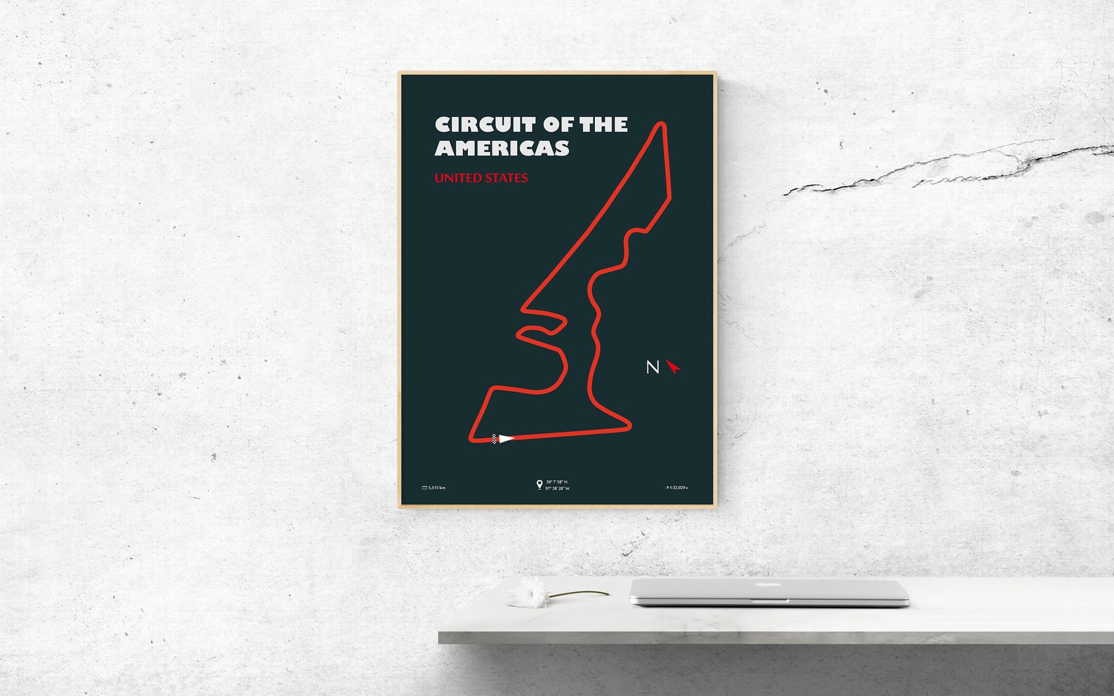 Circuit of the Americas Race Track Map F1 Poster Minimalist Glow Effect ...
