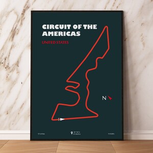 Circuit of the Americas Race Track Map F1 Poster Minimalist Glow Effect ...