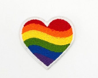 Rainbow Heart - Pride Flag Heart - LGBTQ+ Iron-On Embroidery Patch for tote bags, t-shirts, hats, jeans, coats and etc.