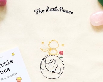 Little Prince Embroidered Canvas Tote Bag- Fox and Rose Tote