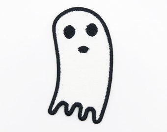 Little White Ghost - Halloween Ghost Iron-On Embroidery Patch for tote bags, t-shirts, hats, jeans, coats and etc.