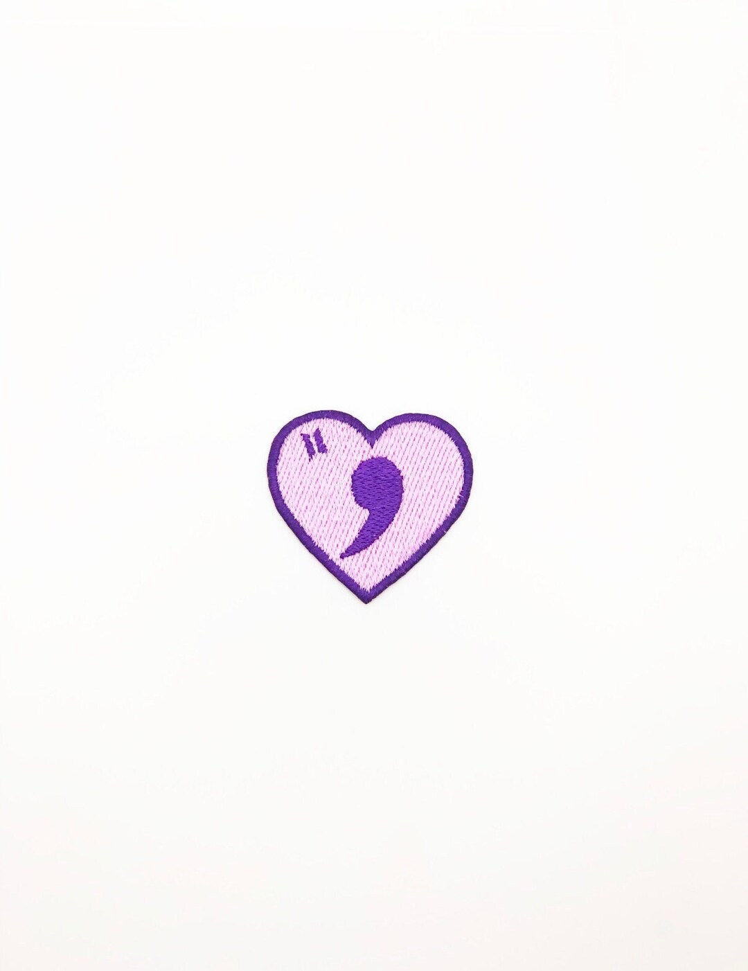 Comma Heart With BTS Logo - Iron-on Embroidery Patch for Tote Bags, T ...