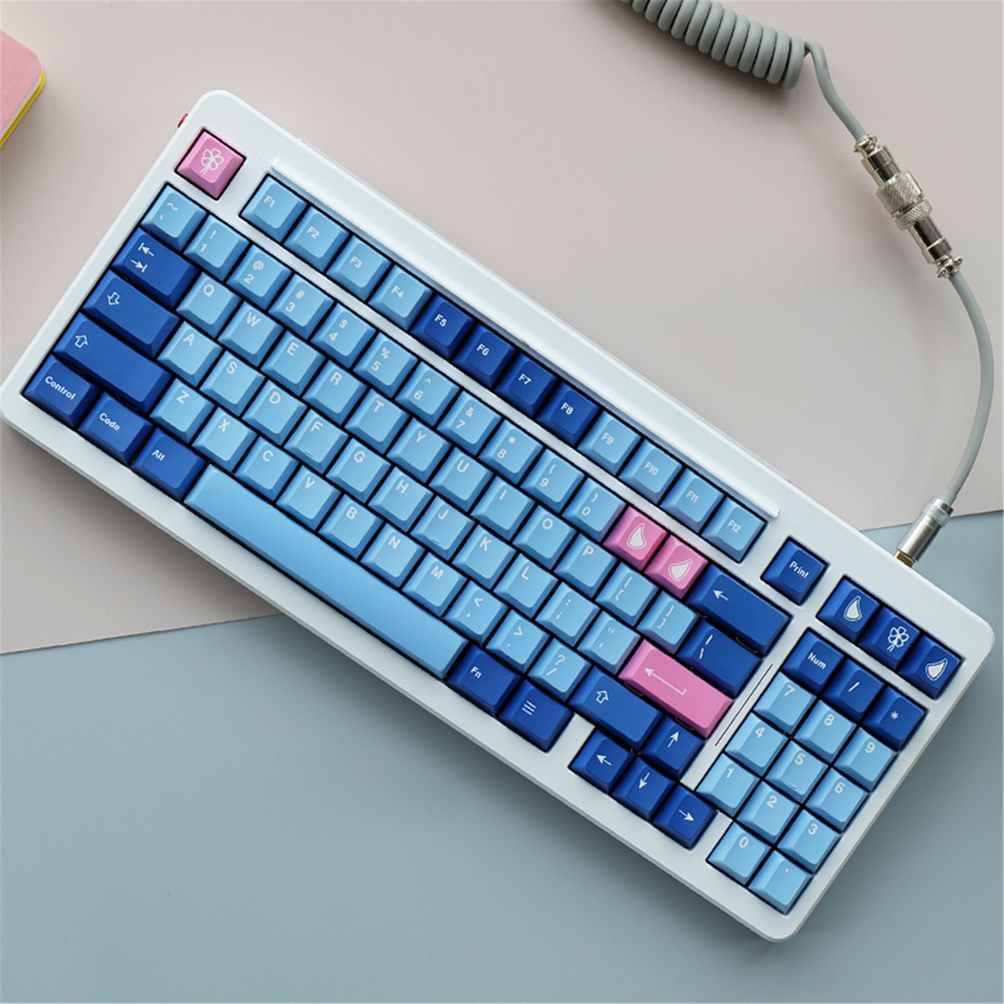 126pcs Devil Horns Keycaps Blue Keycap Set PBT Key Caps Etsy