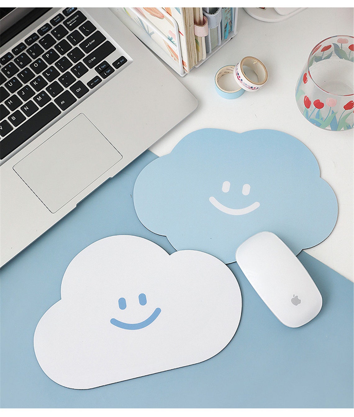 White Cloud Mouse Pad Blue Cloud Rubber Mouse Pad Simple Etsy