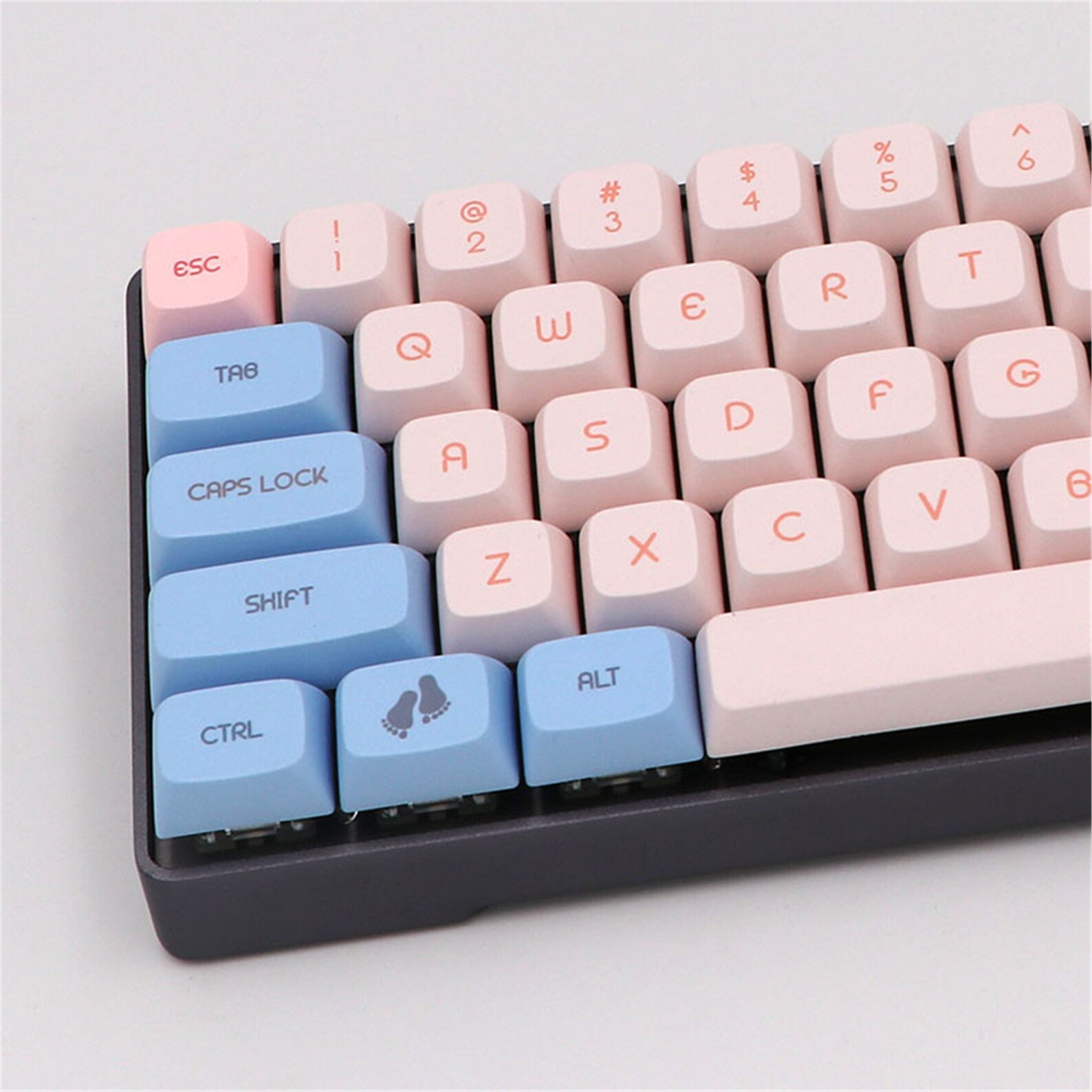 pink and blue keycaps 60 percent
