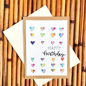Prêt à expédier deux cartes de voeux d'anniversaire aquarelle peintes à la main, cadeau pour maman, papa, meilleur ami, lui, elle