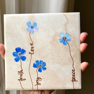 Arte de azulejos florales pintados a mano: decoración motivacional para el hogar