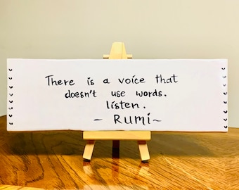 Ready to Ship Rumi Quote Ceramic Tile Art, Rumi Tile, Hand Painted Affirmation Tile Gift For Home Decor, Holiday