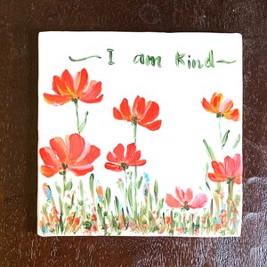 Ready to ship Affirmation Motivational Floral art Hand Painted Personalized Ceramic Tile Gift for holiday, New Year