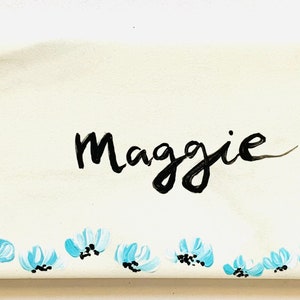 Personalized Tile Art with unique original Peaceful Flower design Hand Painted with Monogram option Gift 3x6” made to order