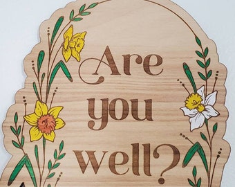 Are You Well quote from A Touch of Darkness shelf sitter sign for bookshelf decor, inspired by Hades and Persephone gift for book lovers
