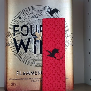 Officially Licensed Fourth Wing by Rebecca Yarros, Liam&#39;s dragon, Deigh&#39;s red scales and daggertail silhouette ultra thin wooden bookmark