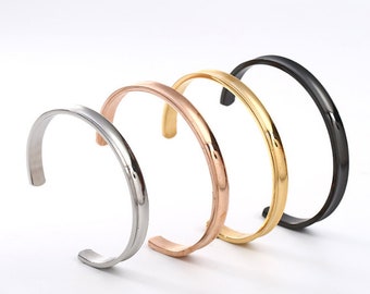 Healthy Hair Tie Bangle Bracelet in Stainless Steel - Adjustable Grooved Cuff