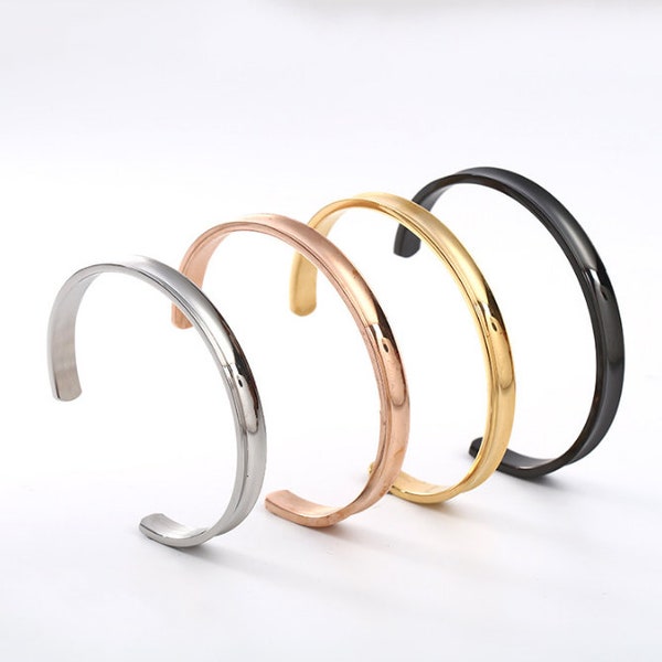 Healthy Hair Tie Bangle Bracelet in Stainless Steel - Adjustable Grooved Cuff