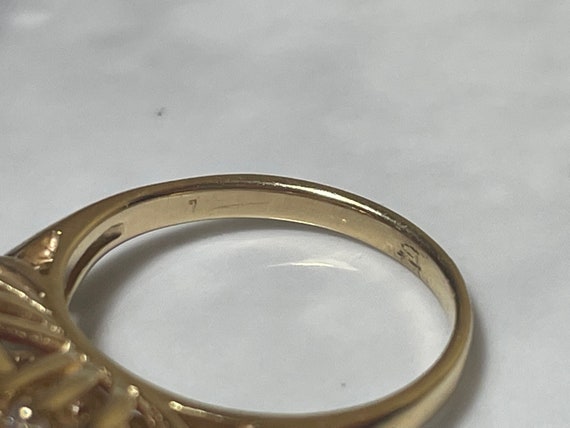 14K Gold Garnet Diamond Ring - Estate Jewelry siz… - image 7