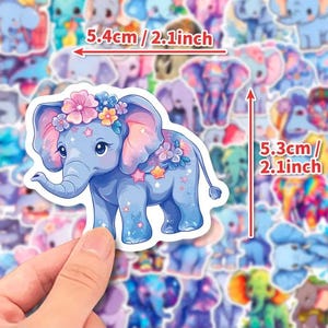 Cute Cartoon Elephant Animal Waterproof Stickers for Laptop, Suitcase, Luggage - Waterproof