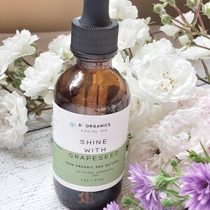 Shine with Grapeseed | Facial Oil| Facial Serum| Facial Moisturizer for Normal Skin/ Combination Skin| Organic | Vegan| Spa Gift| Spa