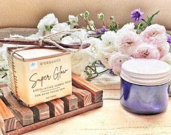 Super Glow Clay Maske für Akne anfällig Eskin | Bio | Vegan | Gesichtsmaske | Natürliche Hautpflege | Detox Maske | Natürliche Gesichtsmasken | Spa-Geschenk | Geschenk