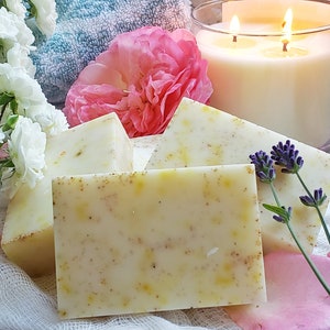 Zitrone Mohn Peeling Bar Seife | Peeling Bar Seife | Gesicht und Körper glühen | Ideal für alle Hauttypen | Körper Seife | Spa-Geschenk | Geschenk