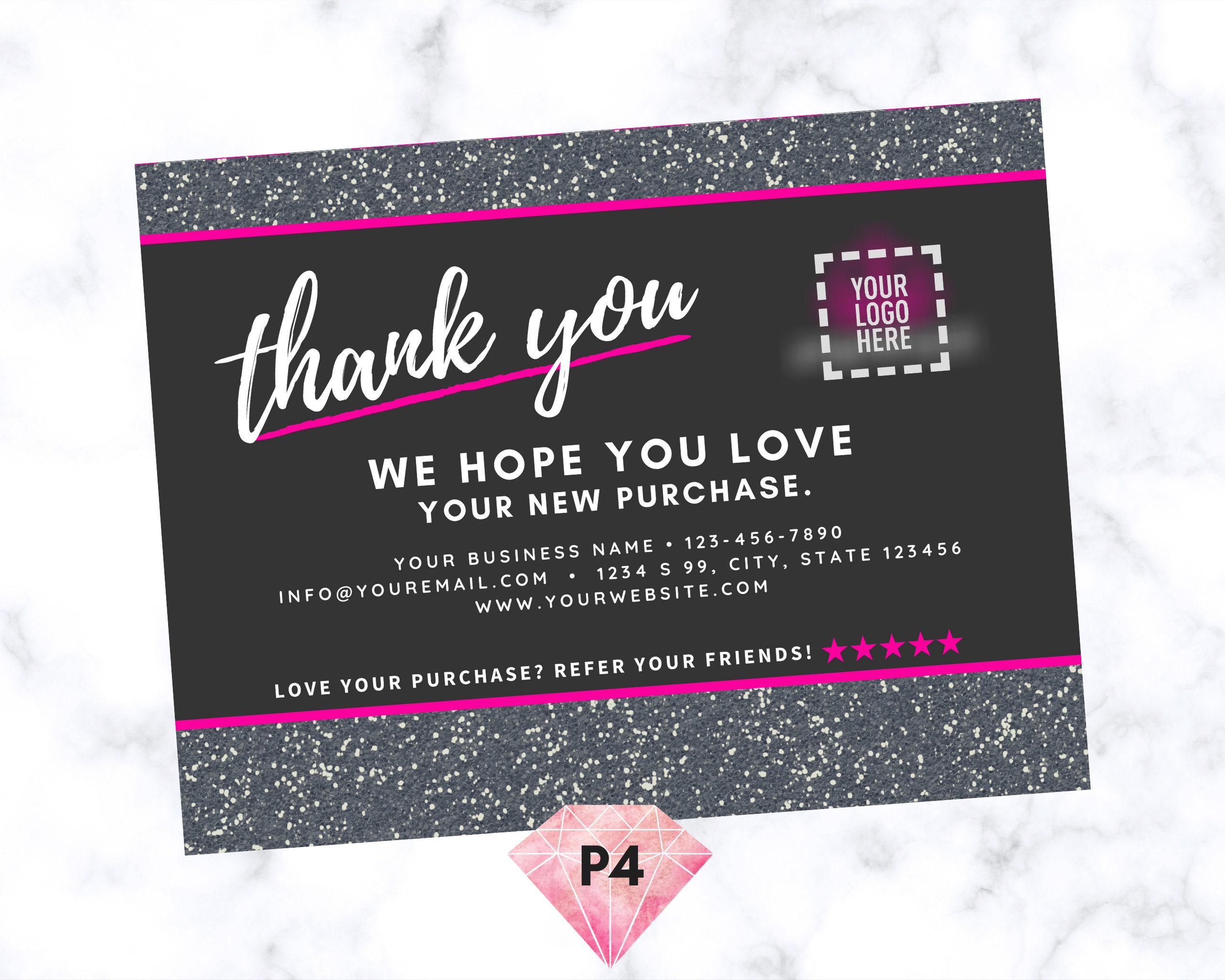 Jewelry Business Bling Thank You Postcard Calling Card Etsy
