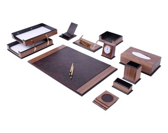 Desk Organizer-Desktop Organizer-Wood Desk Organizer- Office Desk Accessories-Desk Set-Desk Organization-Luxury Desk Set-Corporate Gifts