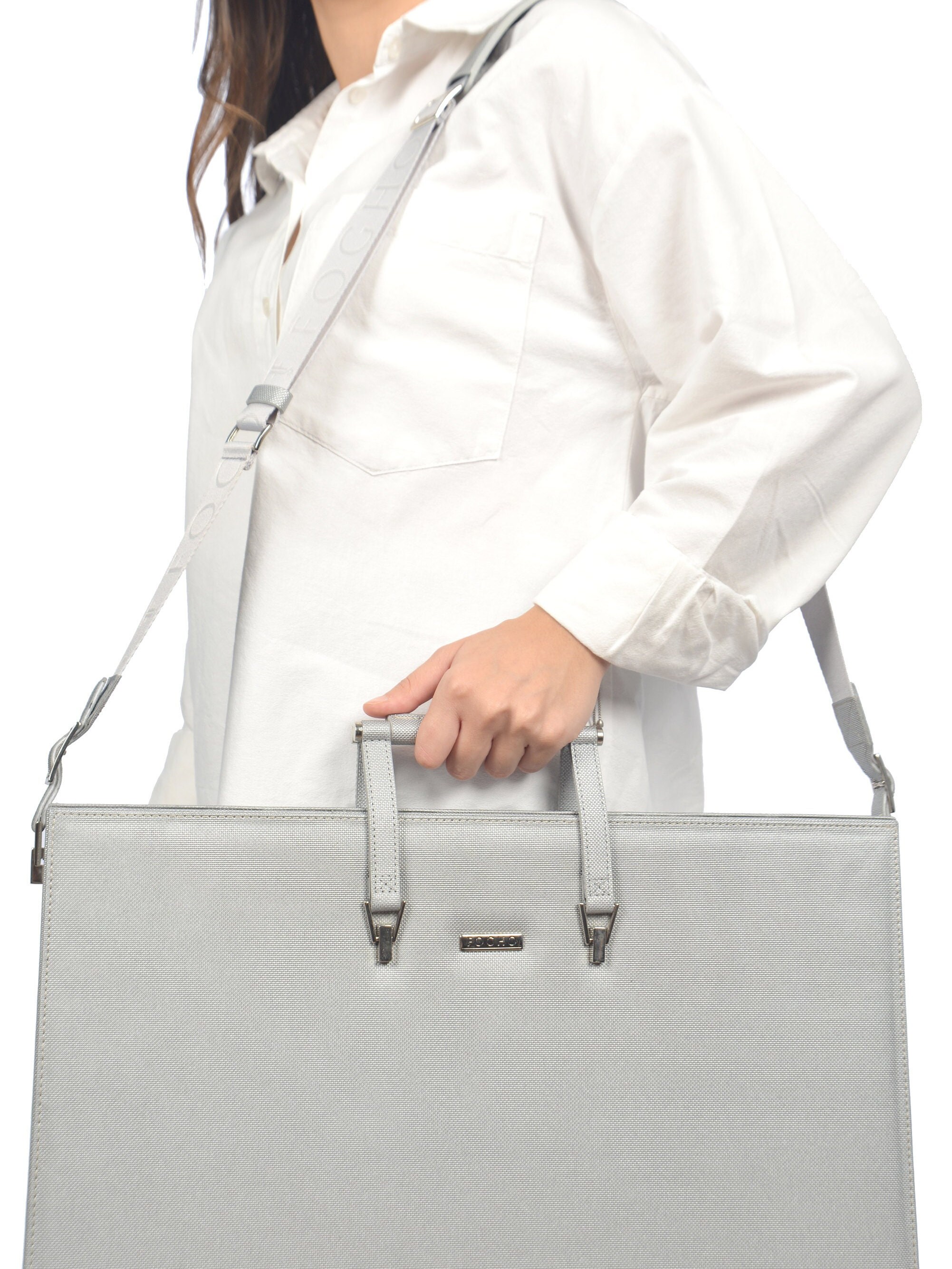 A3 Silver Leather Portfolio Artist Bag Leather Art Portfolio A3