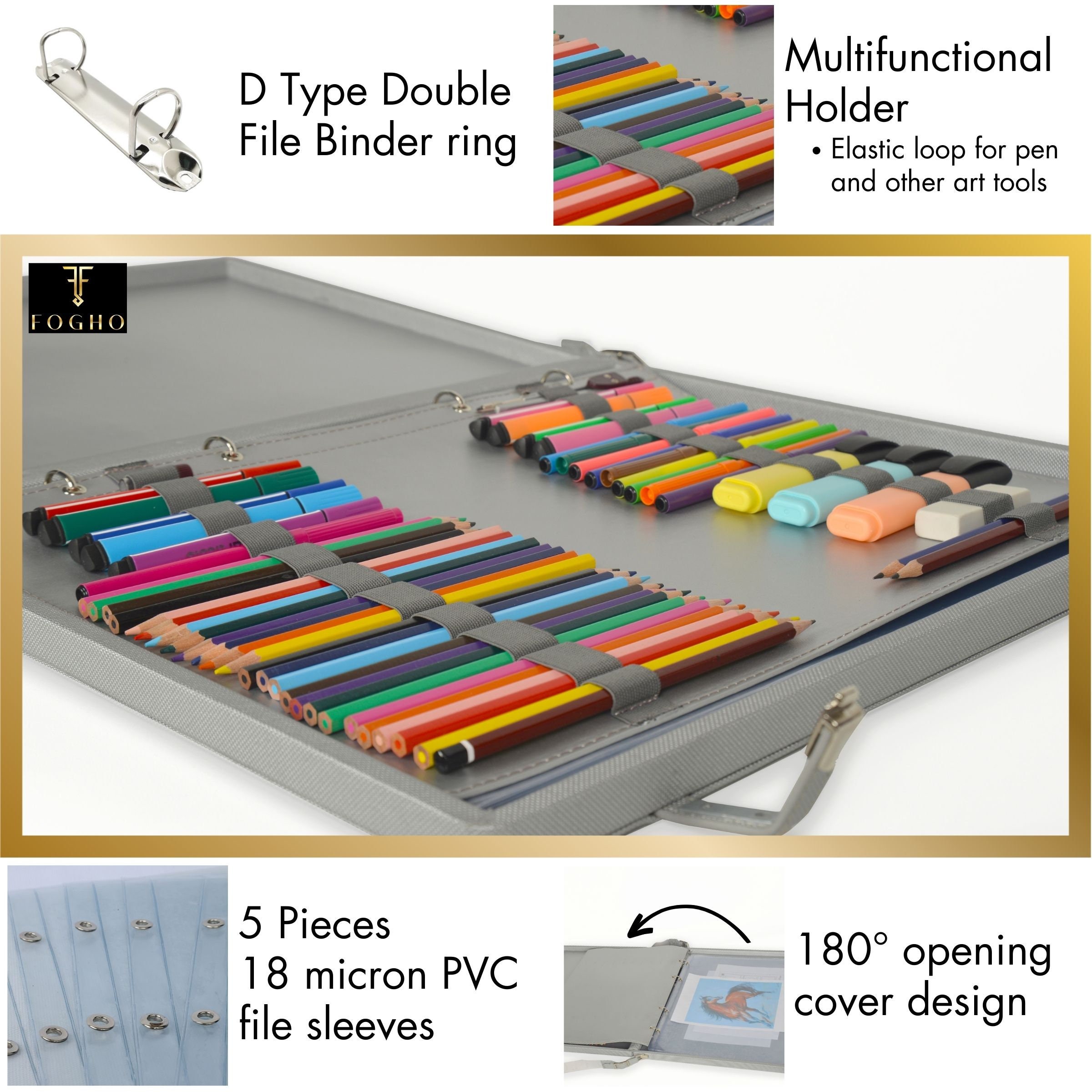 A3 Silver Leather Portfolio Artist Bag Leather Art Portfolio A3