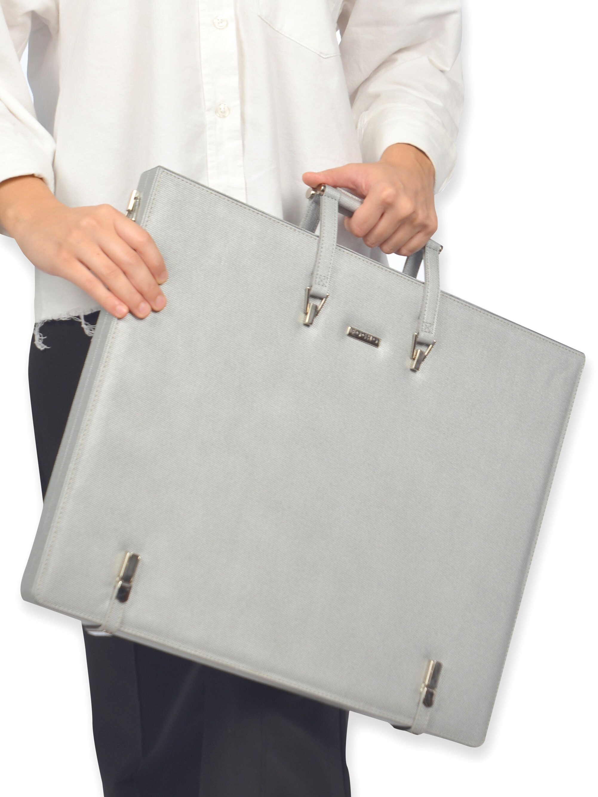 Handcrafted Leather Portfolio Folder Handle Elegant Business
