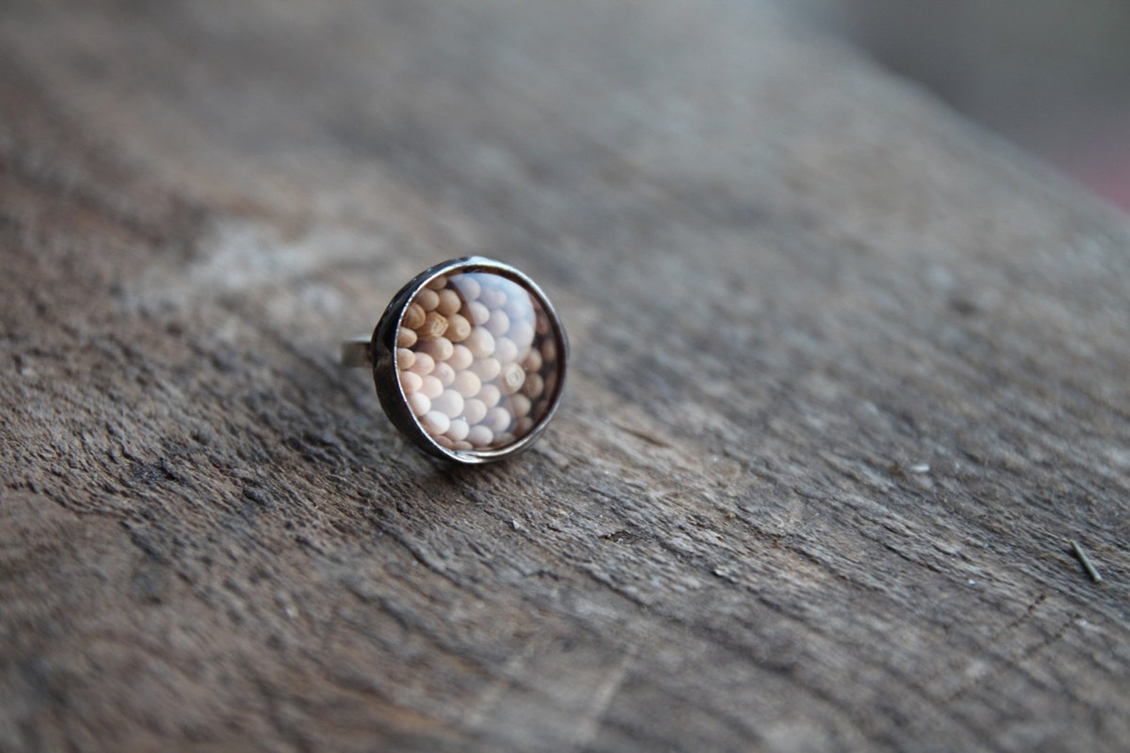 Mustard seed ring adjustable ring statement ring boho ring Etsy
