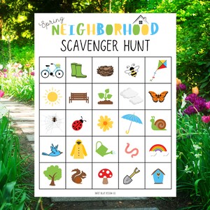 Spring Neighborhood Scavenger Hunt Printable, Printable Scavenger Hunt, Kids Scavenger Hunt, Spring Printable, Neighborhood Scavenger Hunt