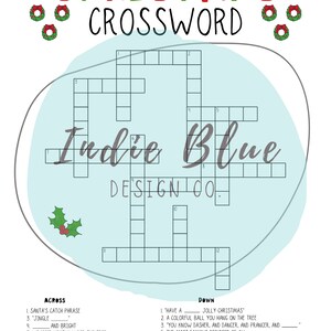 Christmas Crossword Puzzle Printable Instant Download Kids - Etsy