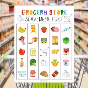 Grocery Store Scavenger Hunt Printable, Printable Scavenger Hunt, Kids ...