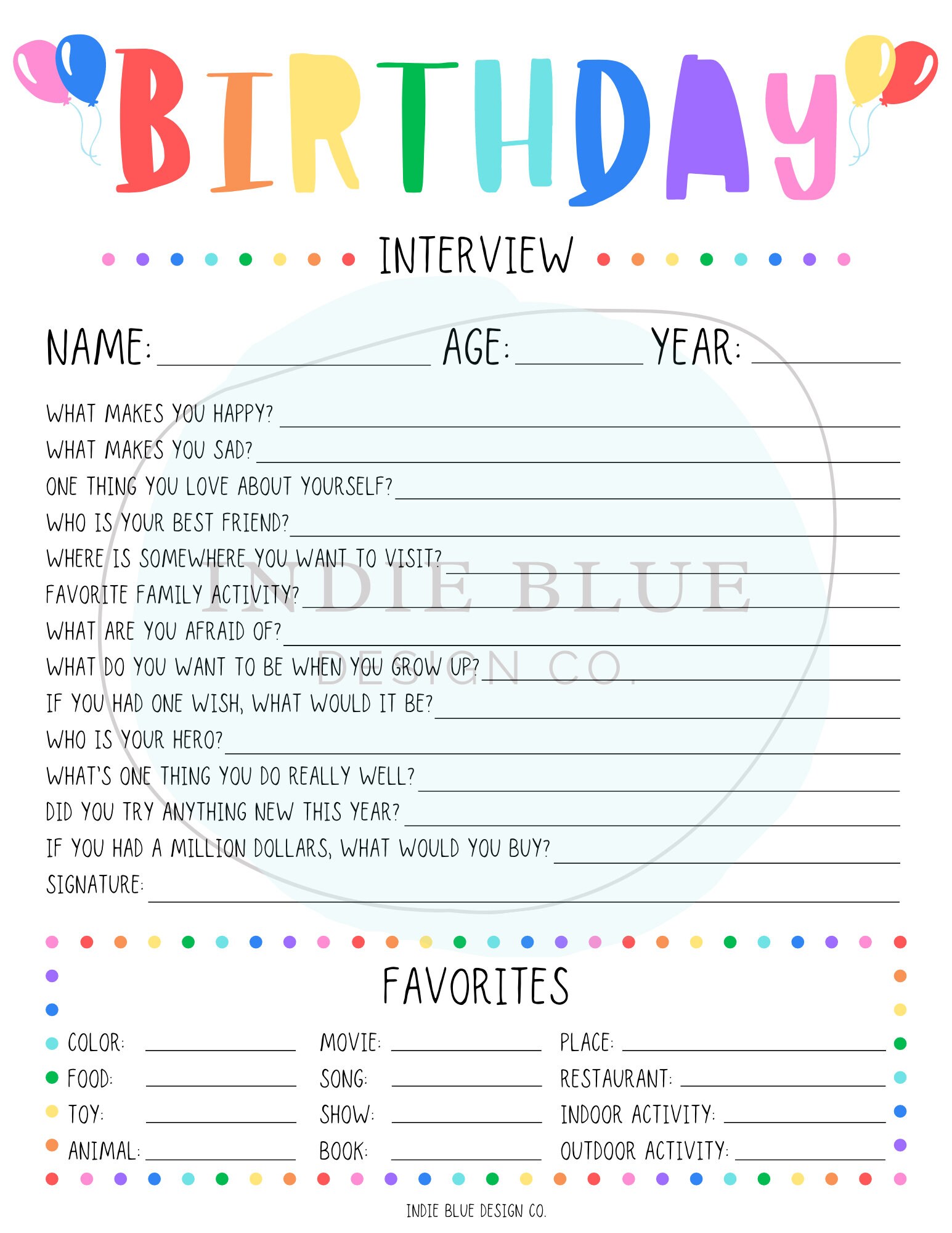 Printable Kids Birthday Interview, Annual Interview, Birthday Keepsake, Version 1 - Etsy printable-kids-birthday-interview-annual-interview-birthday-keepsake-version-1-etsy