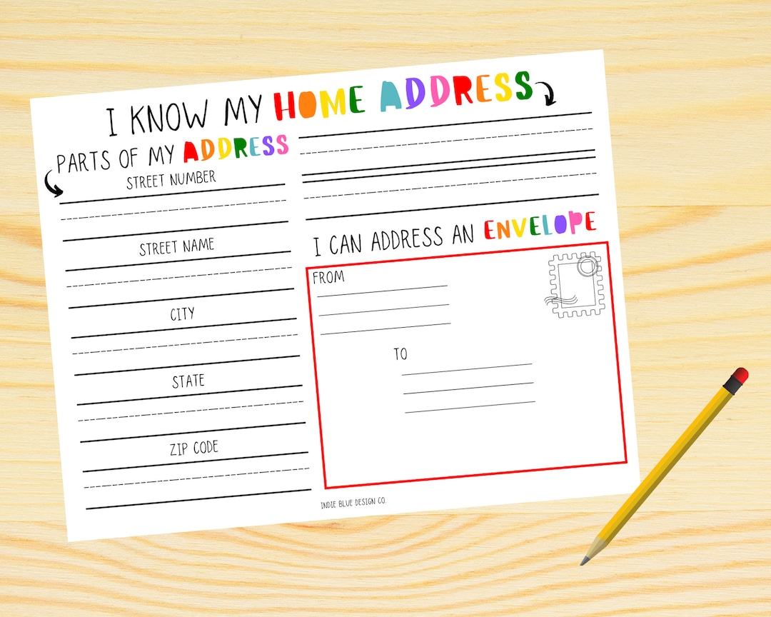 I Know My Home Address Worksheet, Home Address Practice, Learning