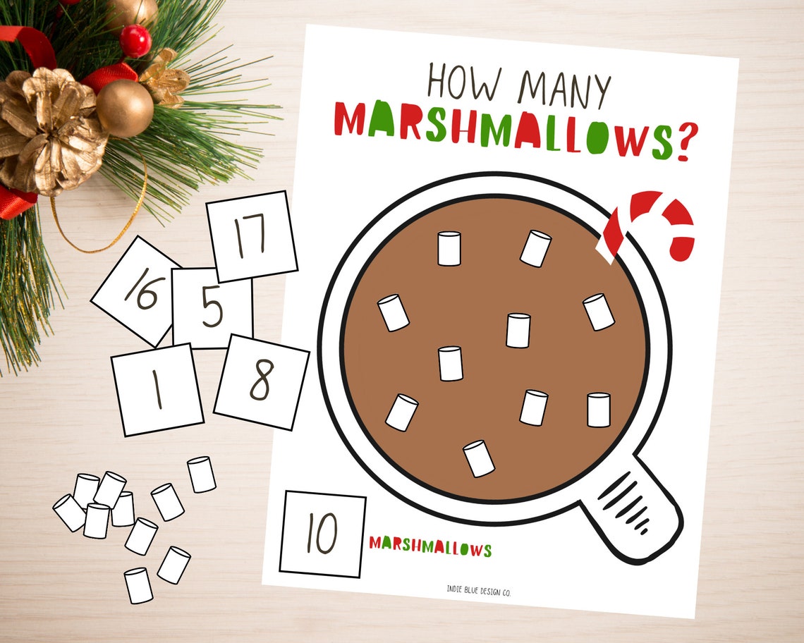 How Many Marshmallows Activity Christmas Activity Counting Etsy