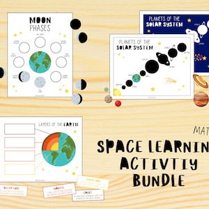 Space Learning Activity Bundle Printable, Kids Space Printable, Homeschool Printable, Space Learning Activity, Space Matching Activity