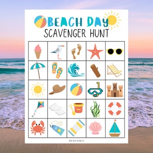 Beach Scavenger Hunt Printable, Printable Scavenger Hunt, Kids Scavenger Hunt, Summer Printable, Outdoor Scavenger Hunt