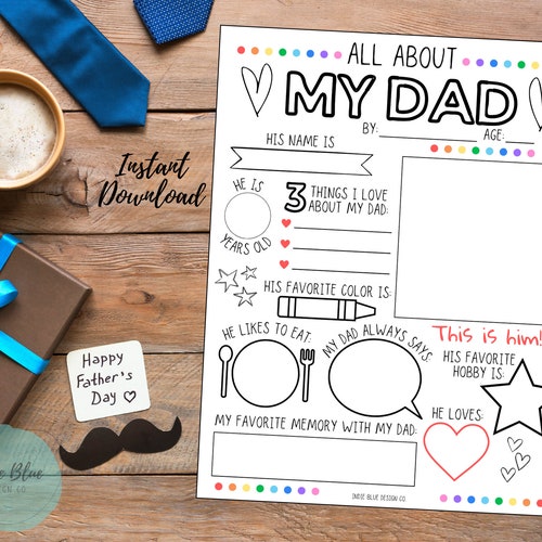 All About My Dad Printable Father's Day Coloring Page - Etsy