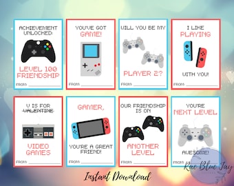 Video Game Valentines INSTANT DOWNLOAD Kids Valentines, Printable Valentines, Valentine Cards, Print at Home Valentines, Gamer Valentines