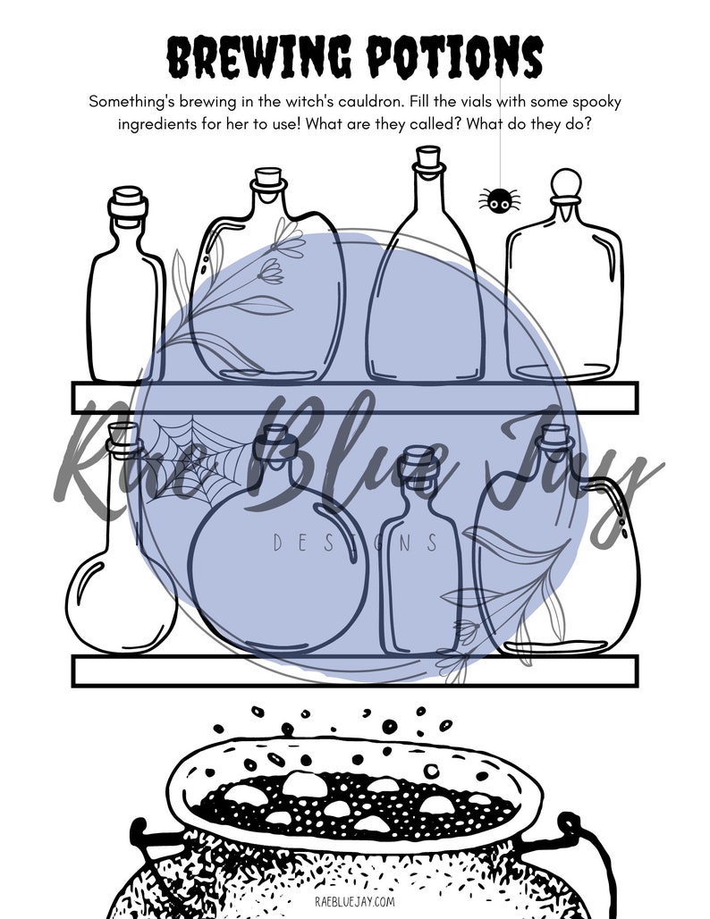 Brewing Potions Printable Activity INSTANT DOWNLOAD, Halloween Activity, Halloween Printable
