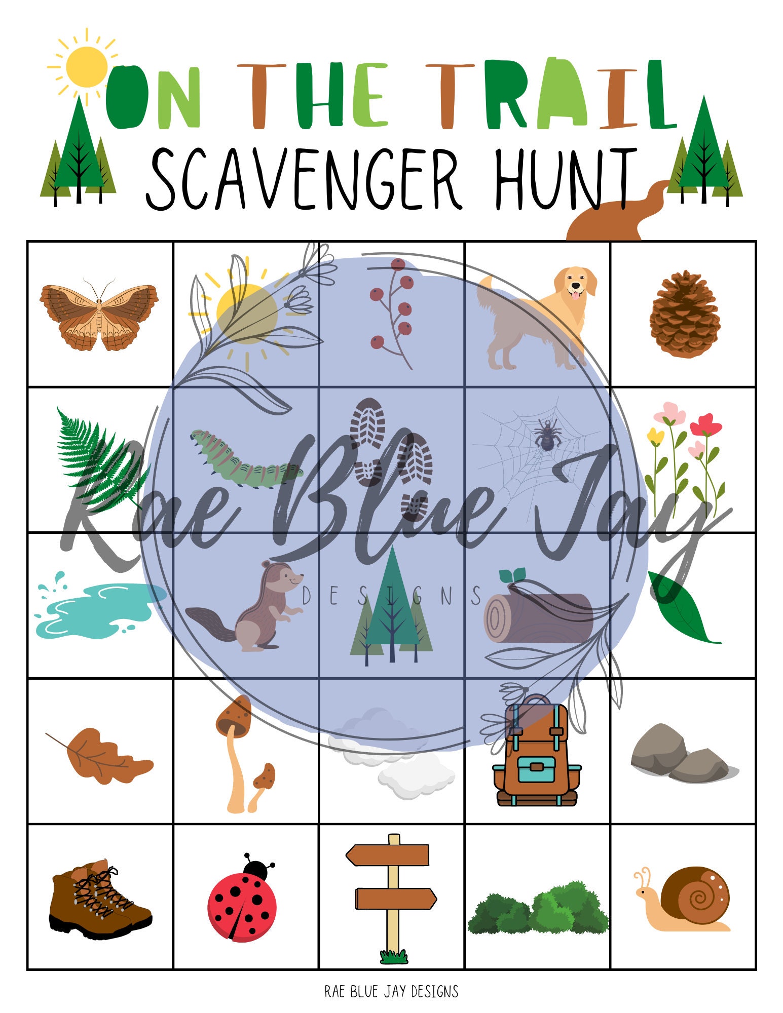 On the Trail Scavenger Hunt Printable, Printable Scavenger Hunt, Kids ...