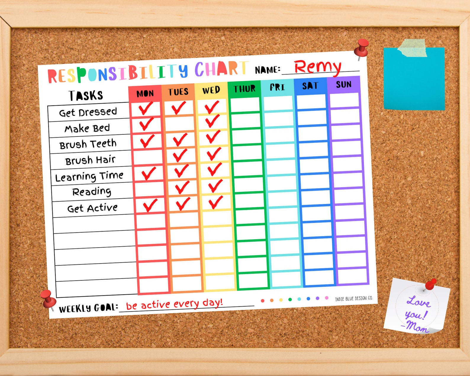 Responsibility Chart for Kids Kids Printable Daily Tracker Etsy