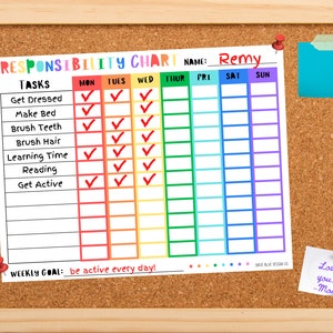 Responsibility Chart for Kids, Kids Printable, Daily Tracker, Kids Tracker, Chore Chart, Homeschool Printable, Homeschool Resource