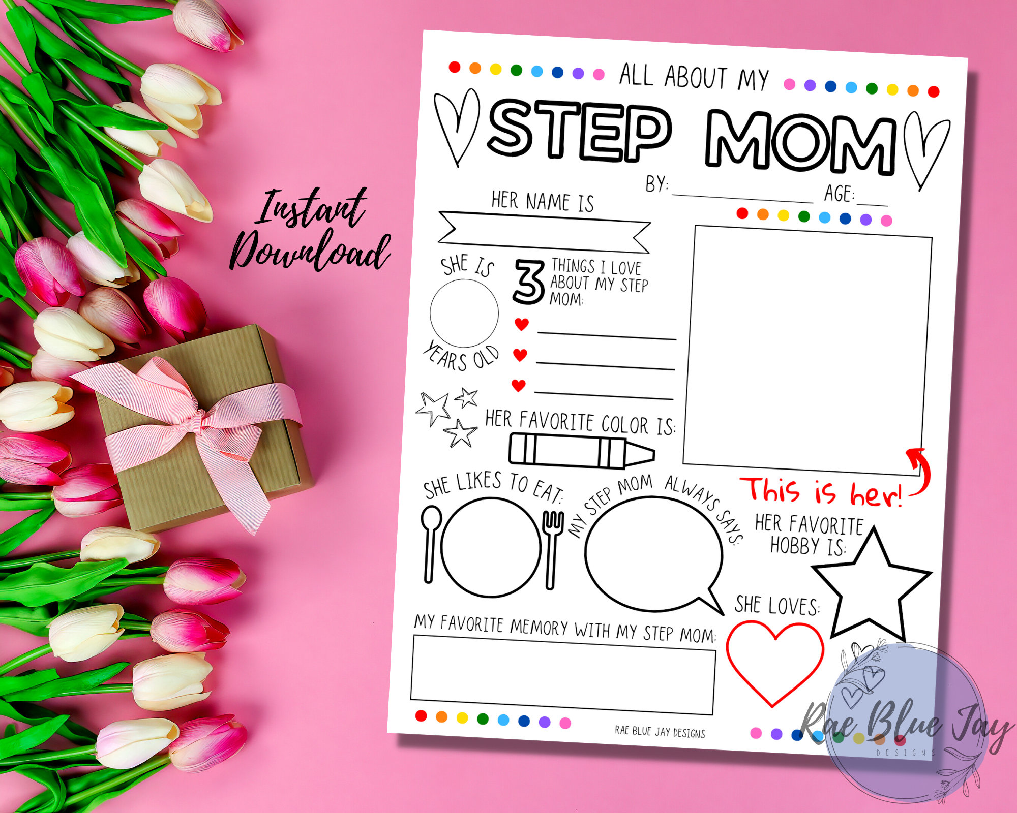 All About My Step Mom INSTANT DOWNLOAD Mother's Day - Etsy